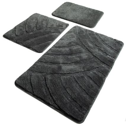 KOMPLEKTAS 3x Vonios kilimėlis ALYA 60/60/100 cm antracitas