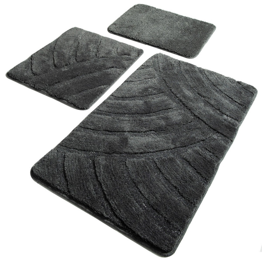 KOMPLEKTAS 3x Vonios kilimėlis ALYA 60/60/100 cm antracitas