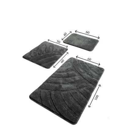 KOMPLEKTAS 3x Vonios kilimėlis ALYA 60/60/100 cm antracitas
