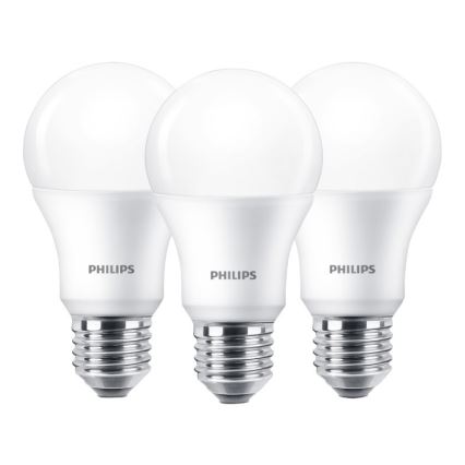 KOMPLEKTAS 3xLED lemputė Philips E27/9W/230V 2700K