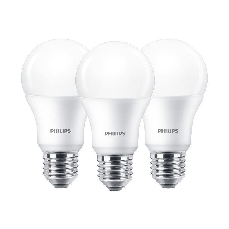 KOMPLEKTAS 3xLED lemputė Philips E27/9W/230V 2700K