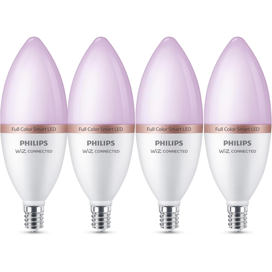 Komplektas 4x LED RGB dimeriuojamos lemputės Philips SMART C37 E14/5W/230V 2200-6500K