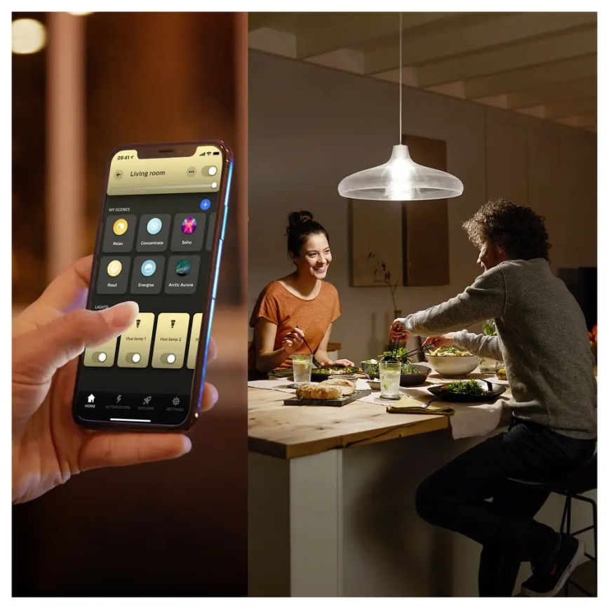 Komplektas: 4 reguliuojamos Philips Hue WHITE LED lemputės, E27, 7W, 230V, 2700K