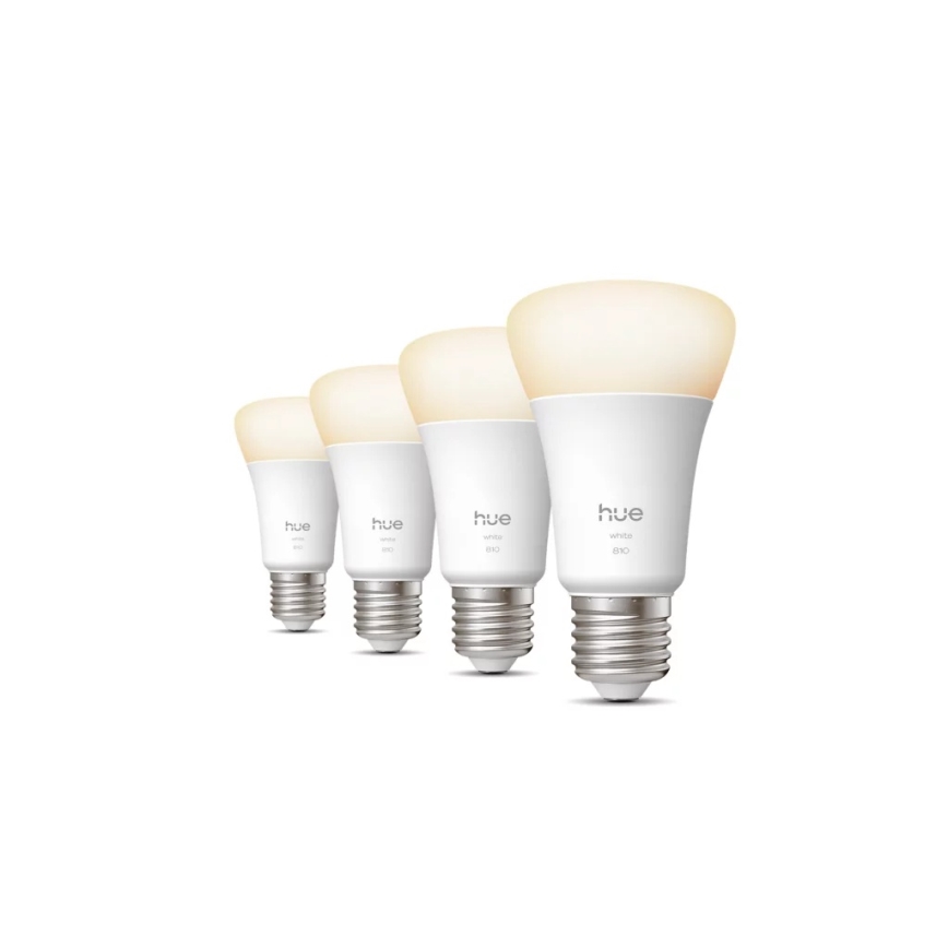 Komplektas: 4 reguliuojamos Philips Hue WHITE LED lemputės, E27, 7W, 230V, 2700K