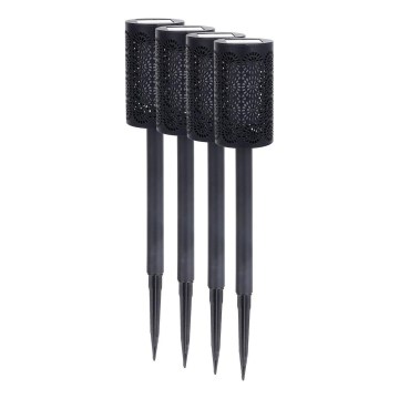 Komplektas 4 vnt. DECOR LED saulės lempų, 1,2 V, 150 mAh, 3000 K, 39 cm, IP44, juoda
