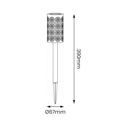 Komplektas 4 vnt. DECOR LED saulės lempų, 1,2 V, 150 mAh, 3000 K, 39 cm, IP44, juoda