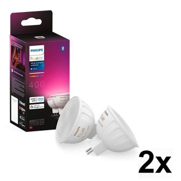 Komplektas 4 vnt. LED RGBW pritemdomos lemputės Philips Hue WHITE AND COLOR AMBIANCE GU5,3/MR16/6,3W/12V 2000-6500K