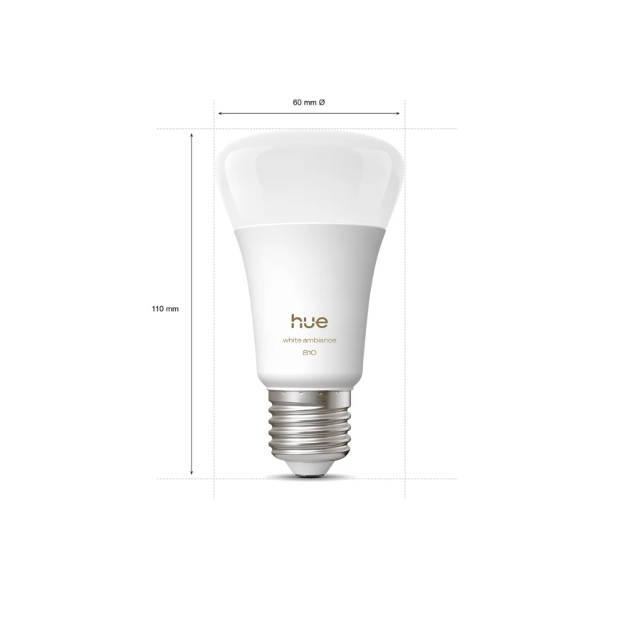 Komplektas 4 vnt. LED dimeriuojamų lemputių Philips Hue White Ambiance E27, 6 W, 230 V, 1000–20000 K
