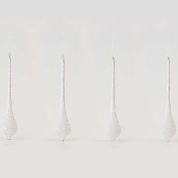 KOMPLEKTAS 4x Kalėdų eglutės ornamentas 30 cm balta