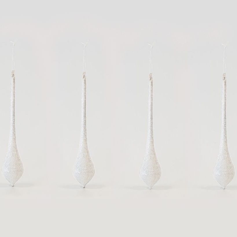 KOMPLEKTAS 4x Kalėdų eglutės ornamentas 30 cm balta