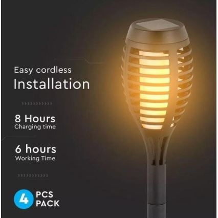 KOMPLEKTAS 4x LED šviestuvas, įkraunamas saulės energija 4xLED/3,6V 1xAAA IP44 100 mAh