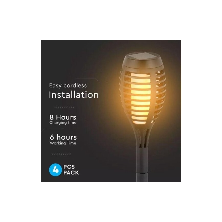 KOMPLEKTAS 4x LED šviestuvas, įkraunamas saulės energija 4xLED/3,6V 1xAAA IP44 100 mAh