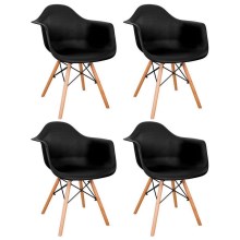 KOMPLEKTAS 4x Valgomojo kėdė NEREA 81x61 cm juoda/bukas