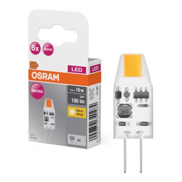 Komplektas 5 vnt. LED lemputės PIN MICRO G4, 1W/12V, 2700K - Osram