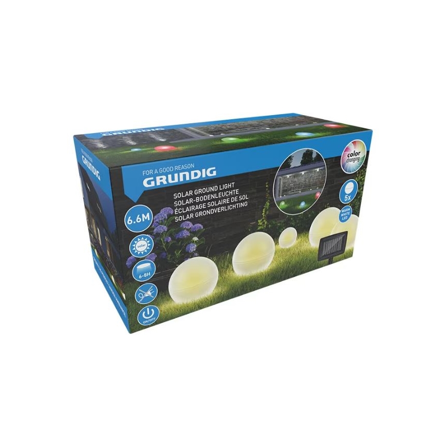 KOMPLEKTAS 5x LED apšvietimas, įkraunamas saulės energija LED/3,2V daugiaspalvis