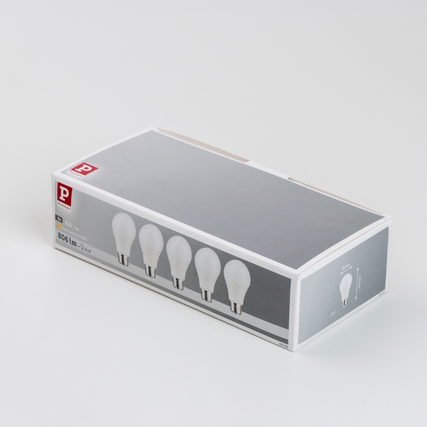 KOMPLEKTAS 5x LED elektros lemputė A60 E27/9W/230V 2700K - Paulmann 28780