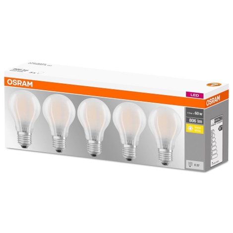 KOMPLEKTAS 5x LED elektros lemputė E27/7W/230V 2700K - Osram