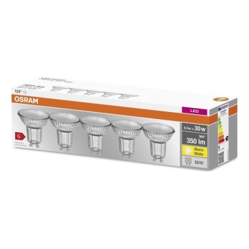 KOMPLEKTAS 5x LED elektros lemputė PAR16 GU10/4,3W/230V 2700K 120° - Osram