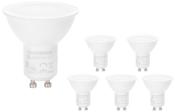 Komplektas 6 vnt. dimeriuojamos LED RGBW lemputės MESH GU10/6,5W/230V 2700-6500K + nuotolinio valdymo pultelis - Aigostar