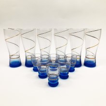 KOMPLEKTAS 6x didesnė stiklinė ir 6x mažesnis stiklas mėlyna