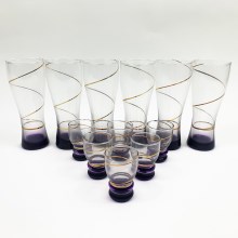 KOMPLEKTAS 6x didesnė stiklinė ir 6x mažesnis stiklas violetinė