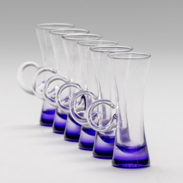 KOMPLEKTAS 6x likerinė taurė su rankena violetinė