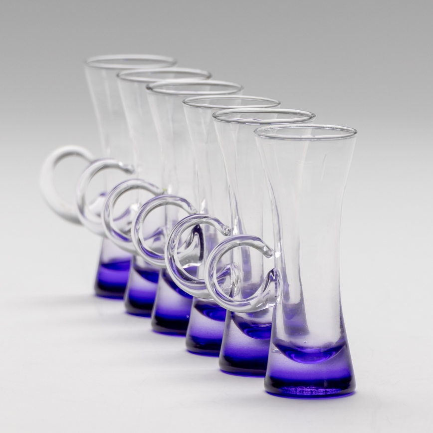 KOMPLEKTAS 6x likerinė taurė su rankena violetinė