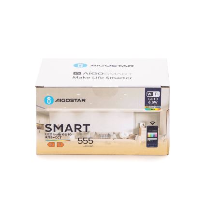 Komplektas 6 vnt. LED RGBW reguliuojamų GU10 lempučių 6,5W/230V 2700-6500K Wi-Fi - Aigostar