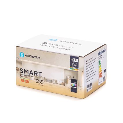 Komplektas 6 vnt. LED RGBW reguliuojamų GU10 lempučių 6,5W/230V 2700-6500K Wi-Fi - Aigostar