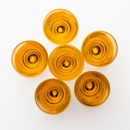 KOMPLEKTAS 6x stikliukas šotams 25 mm permatoma geltona
