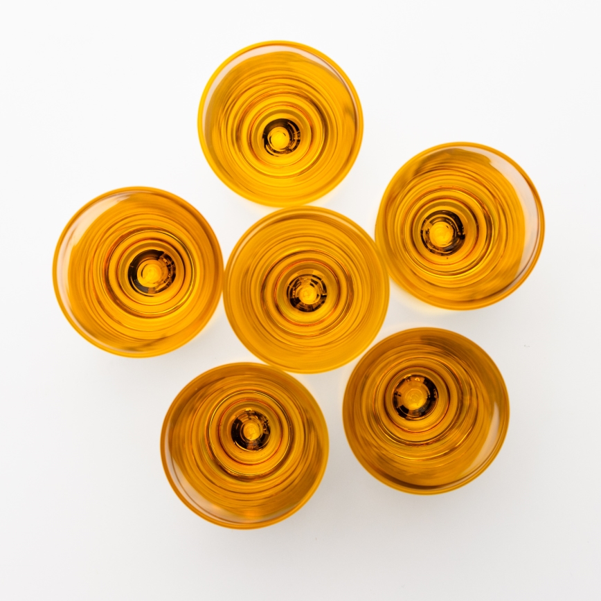 KOMPLEKTAS 6x stikliukas šotams 25 mm permatoma geltona