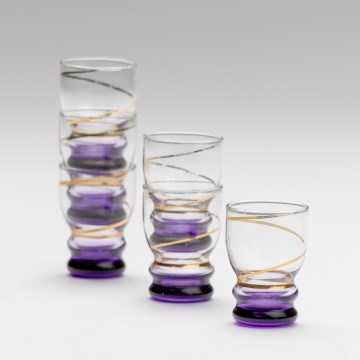 KOMPLEKTAS 6x stikliukas šotams permatoma violetinė