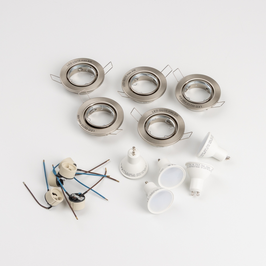 Komplektas iš 5 vonios įleidžiamųjų šviestuvų, 1xGU10/4W/230V, IP23, matinė chromo apdaila