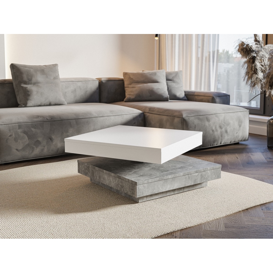 Konferencinis stalas TIMO baltas/pilkas betonas