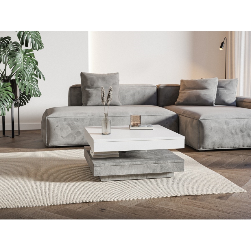 Konferencinis stalas TIMO baltas/pilkas betonas