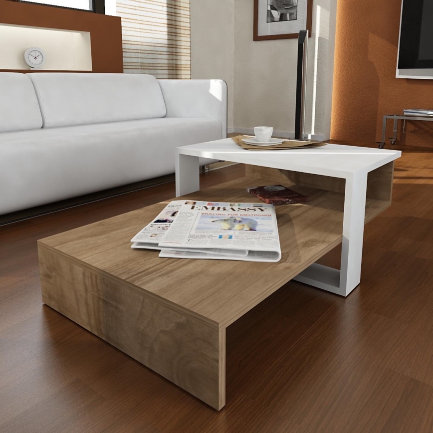 Konferencinis staliukas CHAIN 90x43,6 cm ruda/balta