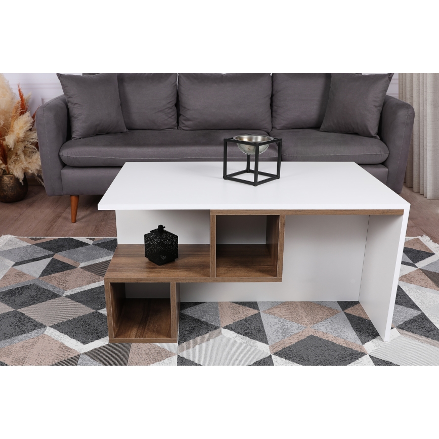 Konferencinis staliukas DILAY 52x100 cm ruda/balta