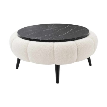 Konferencinis staliukas FELPO Ø 60 cm juodas/baltas/marmuro dekoras