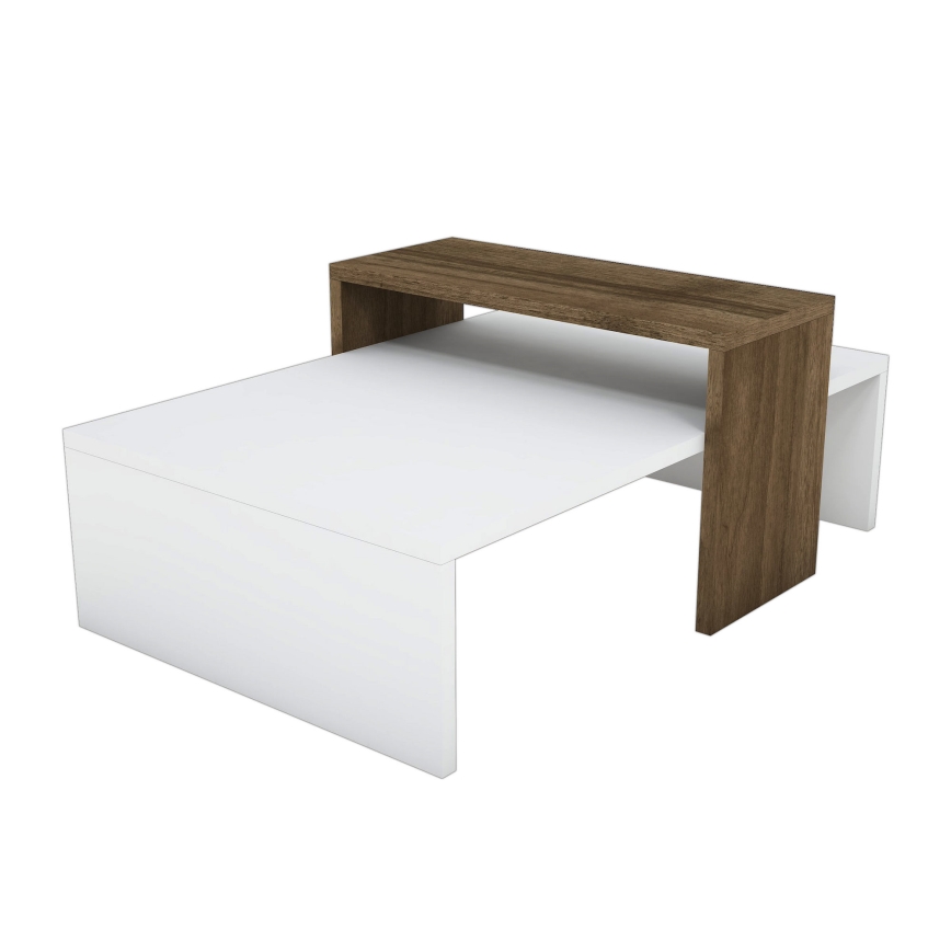 Konferencinis staliukas GLOW 32x80 cm baltas/rudas