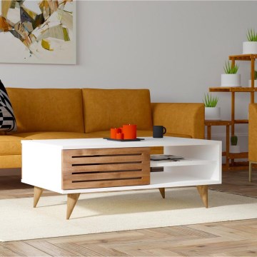 Konferencinis staliukas GRANDE 42x100 cm baltas/rudas