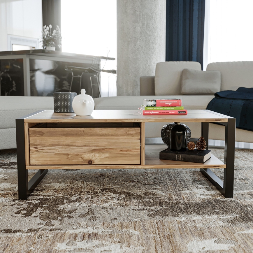 Konferencinis staliukas HALDIZEN 55x105 cm juoda/ruda