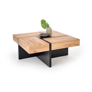 Konferencinis staliukas RADIX 100x100 cm, juoda/ruda
