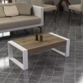 Konferencinis staliukas RETRO 40x90 cm baltas/rudas