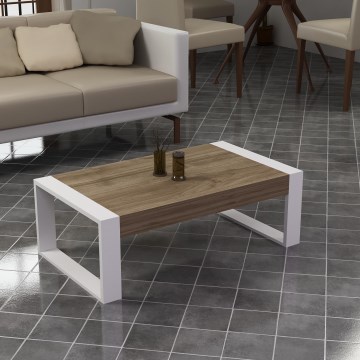 Konferencinis staliukas RETRO 40x90 cm baltas/rudas