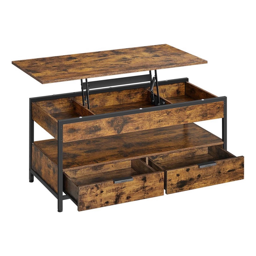 Konferencinis staliukas su pakeliamu stalviršiu NYRO rudas/juodas