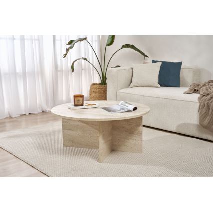 Konferencinis staliukas VERUM, skersmuo 90 cm, travertinas