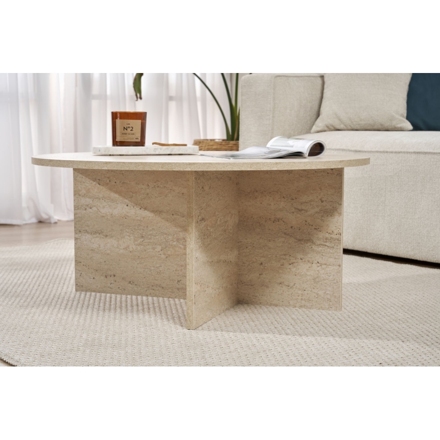 Konferencinis staliukas VERUM, skersmuo 90 cm, travertinas