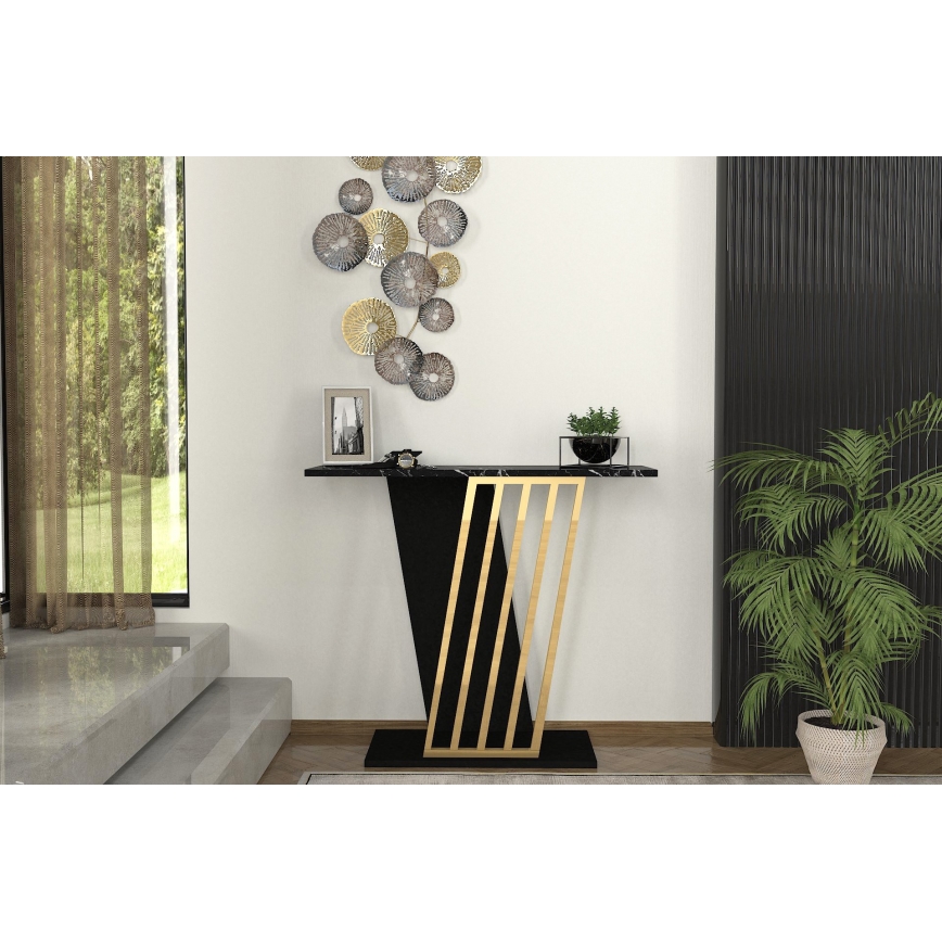 Konsolinis stalas GRAVITY 76,8x90 cm juoda/auksas