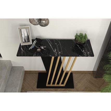 Konsolinis stalas GRAVITY 76,8x90 cm juoda/auksas