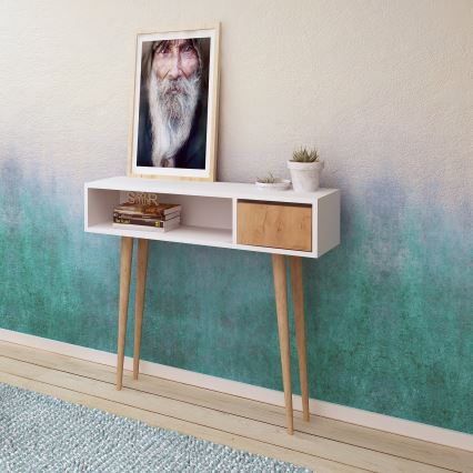 Konsolinis staliukas KIOGI 94x100 cm baltas/smėlio spalvos